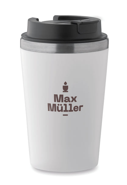 Doppelwandiger Trinkbecher. Äußere Schicht aus PP Innenwand aus recyceltem Edelstahl (90 %