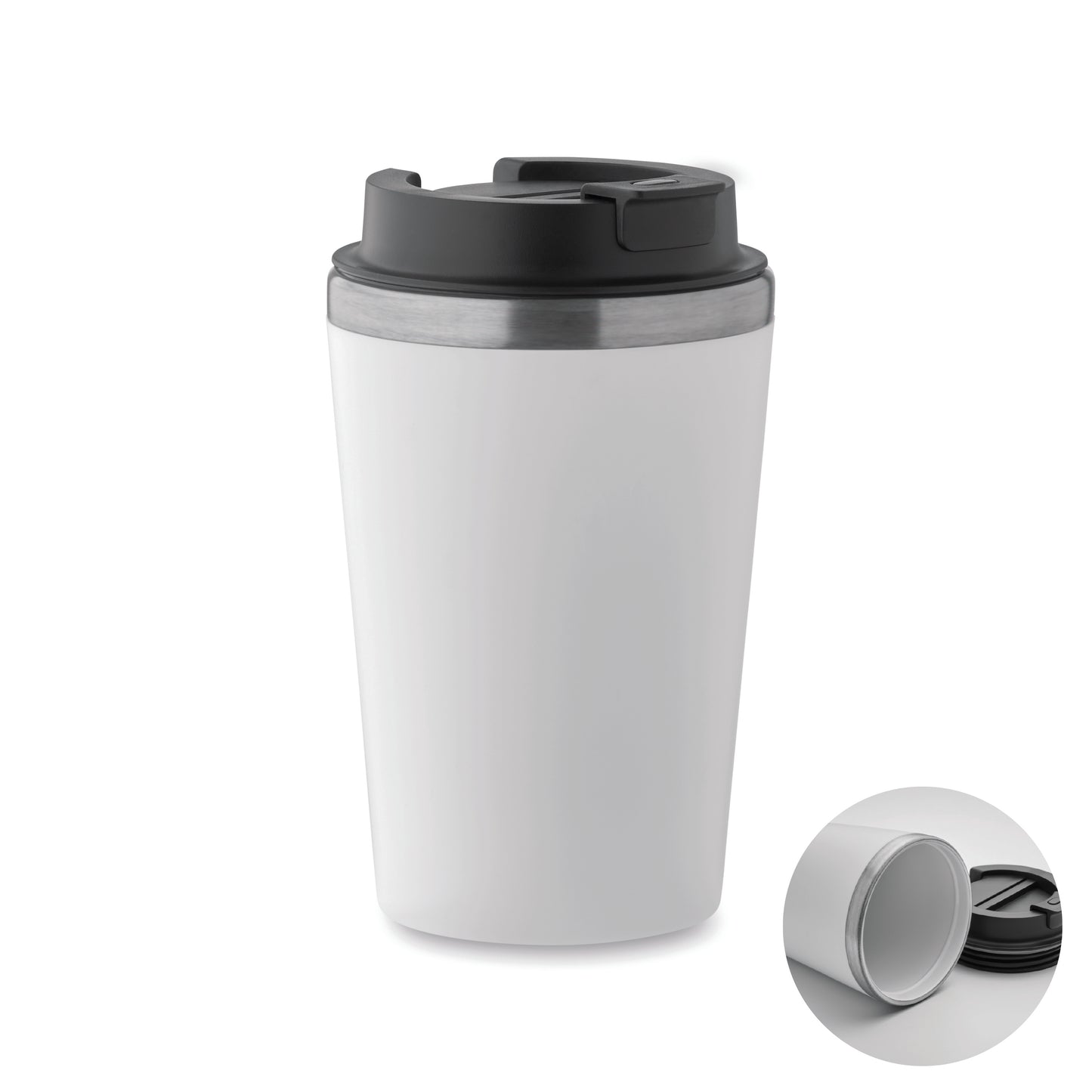 Doppelwandiger Trinkbecher. Äußere Schicht aus PP Innenwand aus recyceltem Edelstahl (90 %