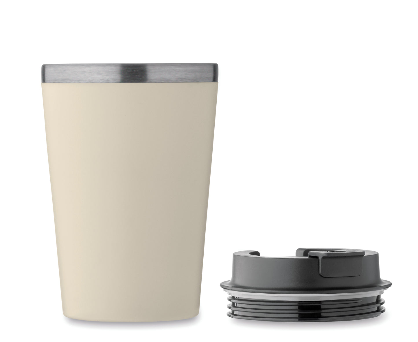 Doppelwandiger Trinkbecher. Äußere Schicht aus PP Innenwand aus recyceltem Edelstahl (90 %