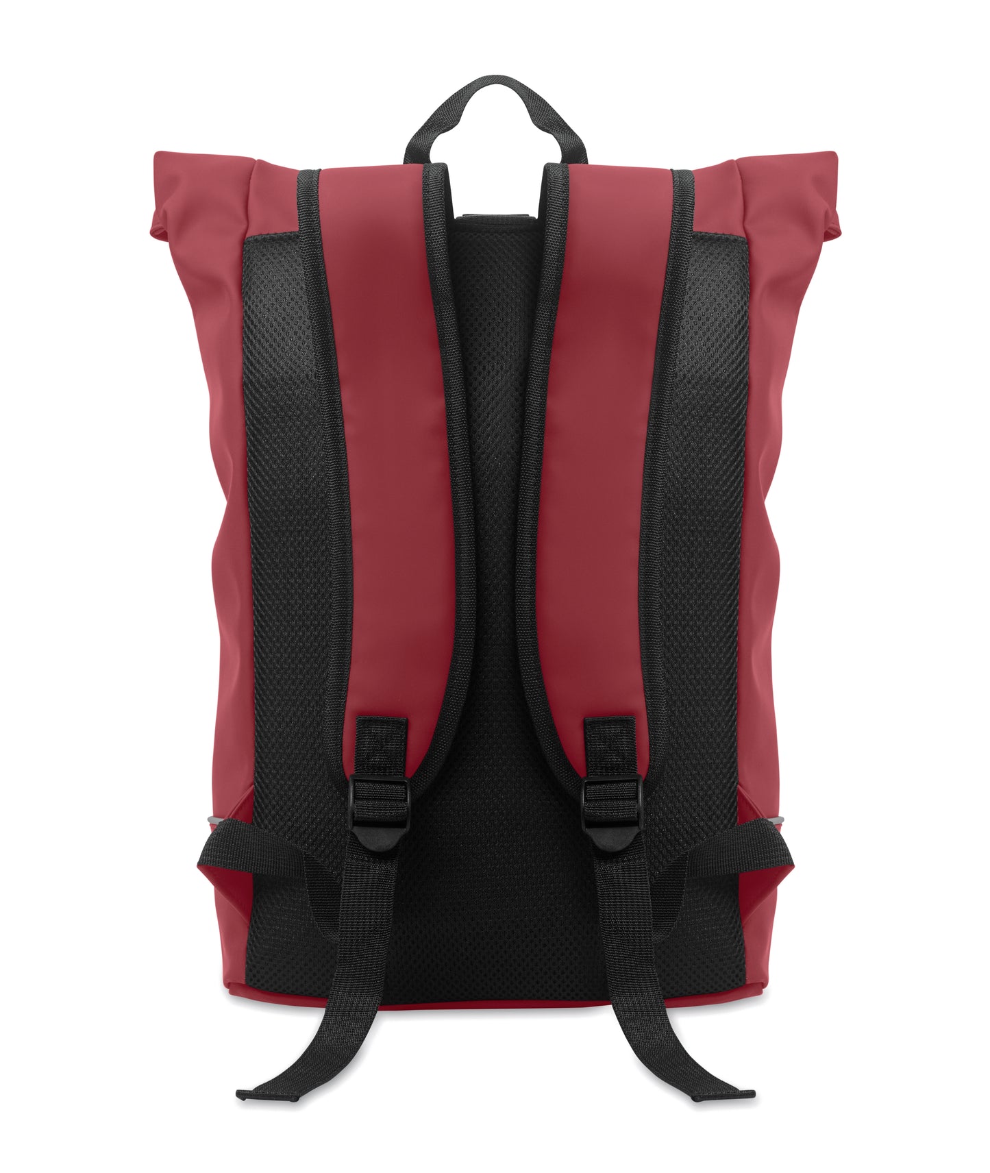 15'' Rolltop-Laptop-Rucksack aus weichem PU. Gepolsterter Rücken und verstärkter Boden mit reflektierenden