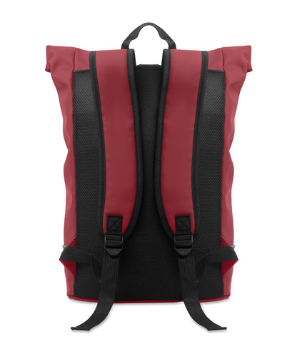 15'' Rolltop-Laptop-Rucksack aus weichem PU. Gepolsterter Rücken und verstärkter Boden mit reflektierenden