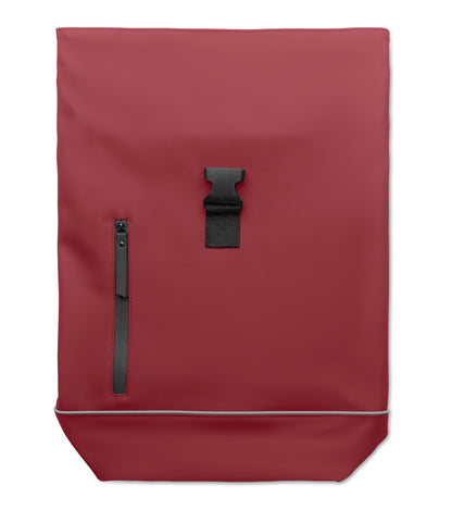 15'' Rolltop-Laptop-Rucksack aus weichem PU. Gepolsterter Rücken und verstärkter Boden mit reflektierenden