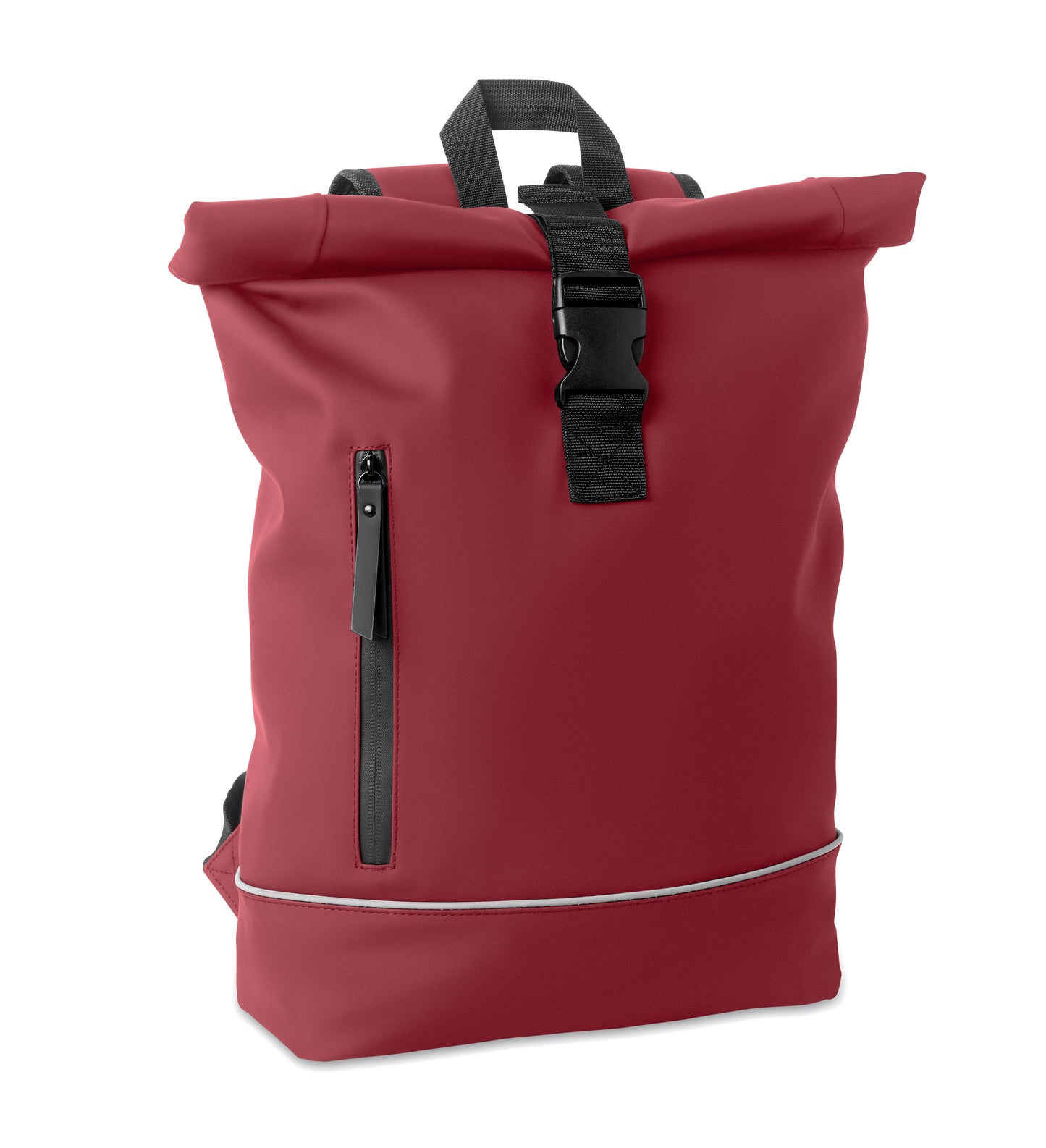 15'' Rolltop-Laptop-Rucksack aus weichem PU. Gepolsterter Rücken und verstärkter Boden mit reflektierenden