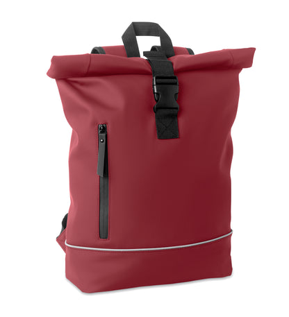 15'' Rolltop-Laptop-Rucksack aus weichem PU. Gepolsterter Rücken und verstärkter Boden mit reflektierenden