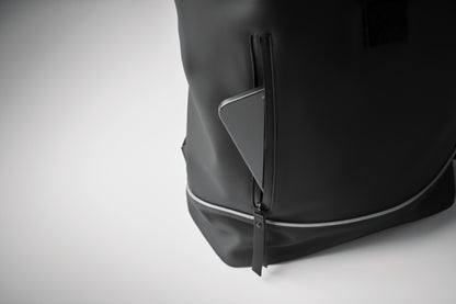 15'' Rolltop-Laptop-Rucksack aus weichem PU. Gepolsterter Rücken und verstärkter Boden mit reflektierenden