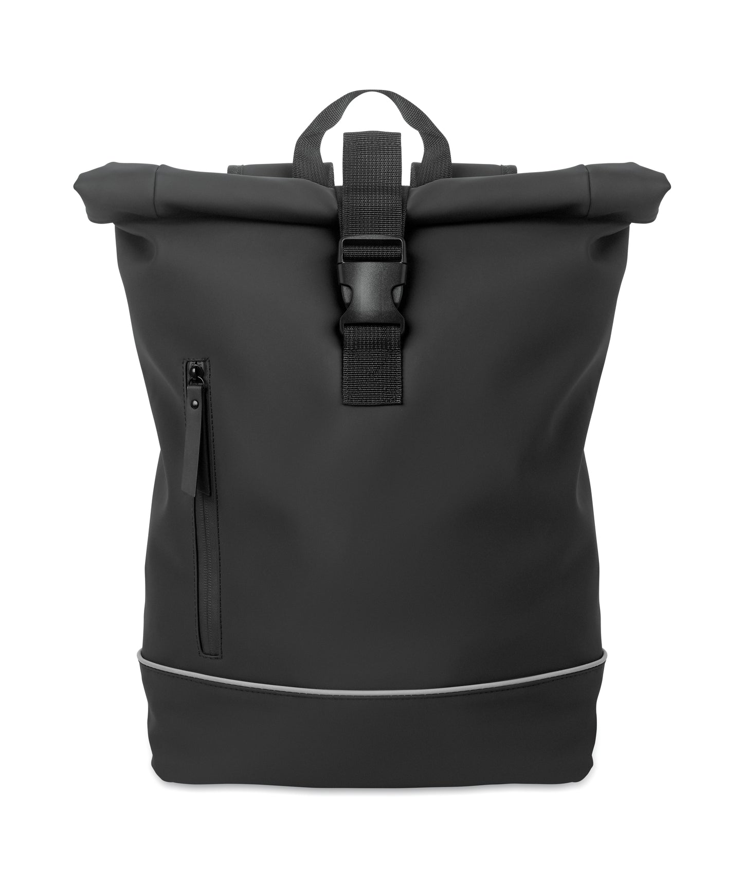 15'' Rolltop-Laptop-Rucksack aus weichem PU. Gepolsterter Rücken und verstärkter Boden mit reflektierenden