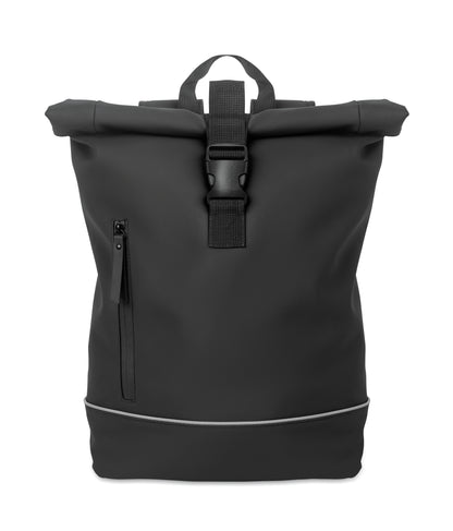15'' Rolltop-Laptop-Rucksack aus weichem PU. Gepolsterter Rücken und verstärkter Boden mit reflektierenden