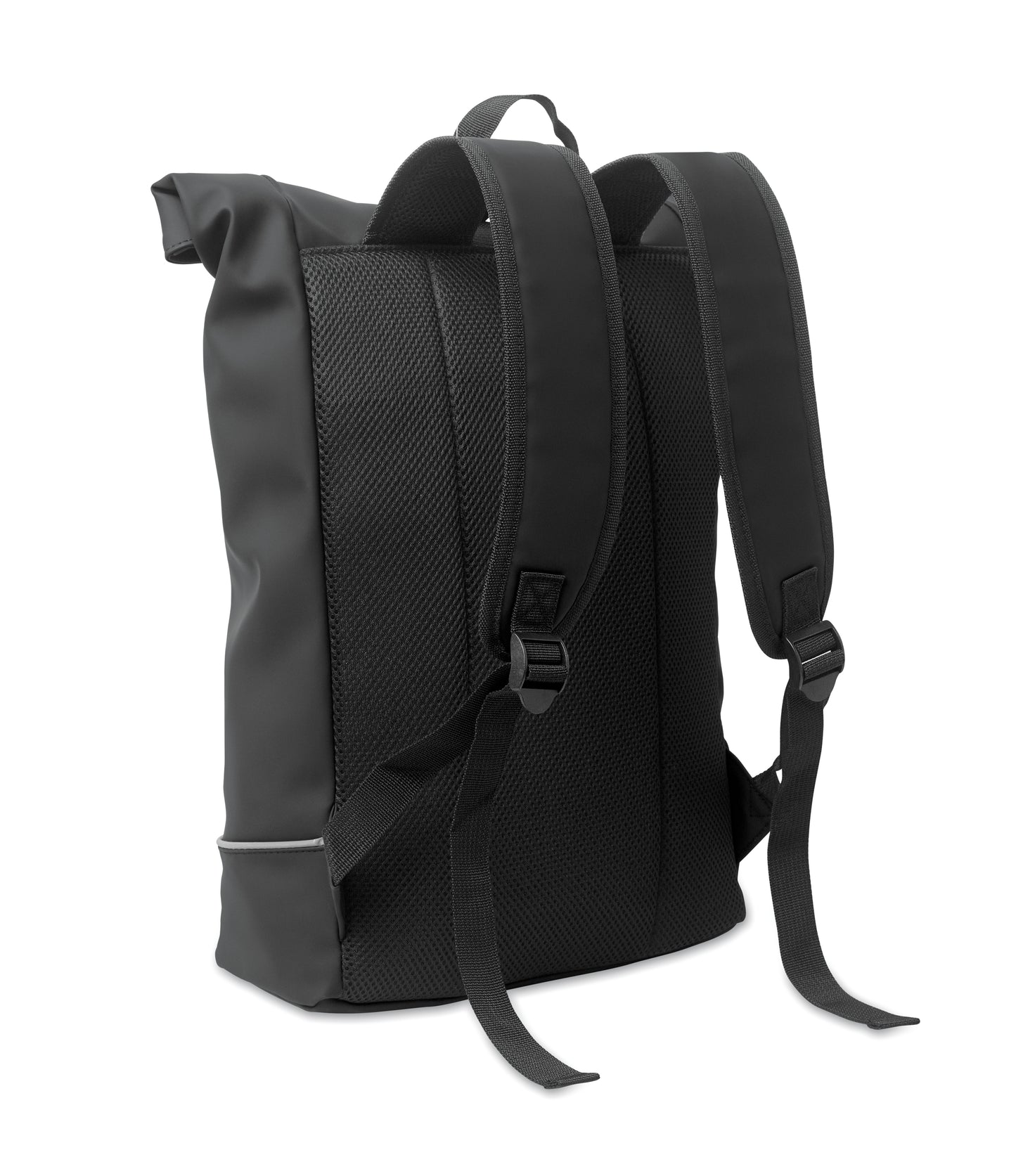15'' Rolltop-Laptop-Rucksack aus weichem PU. Gepolsterter Rücken und verstärkter Boden mit reflektierenden