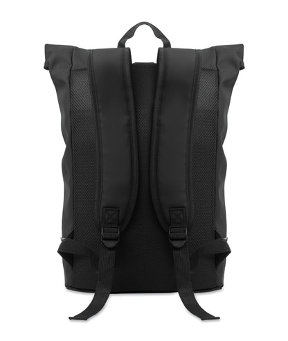 15'' Rolltop-Laptop-Rucksack aus weichem PU. Gepolsterter Rücken und verstärkter Boden mit reflektierenden