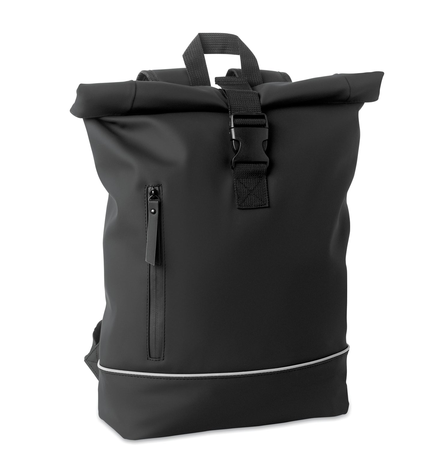 15'' Rolltop-Laptop-Rucksack aus weichem PU. Gepolsterter Rücken und verstärkter Boden mit reflektierenden