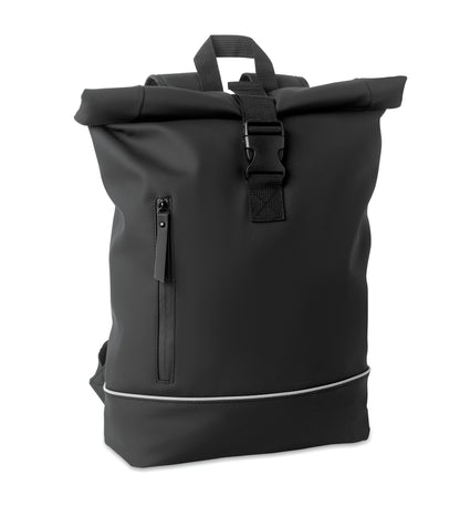 15'' Rolltop-Laptop-Rucksack aus weichem PU. Gepolsterter Rücken und verstärkter Boden mit reflektierenden