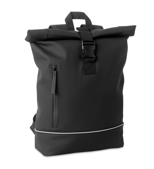 15'' Rolltop-Laptop-Rucksack aus weichem PU. Gepolsterter Rücken und verstärkter Boden mit reflektierenden