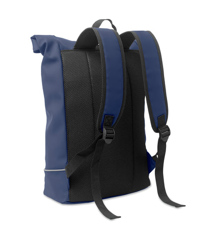 15'' Rolltop-Laptop-Rucksack aus weichem PU. Gepolsterter Rücken und verstärkter Boden mit reflektierenden