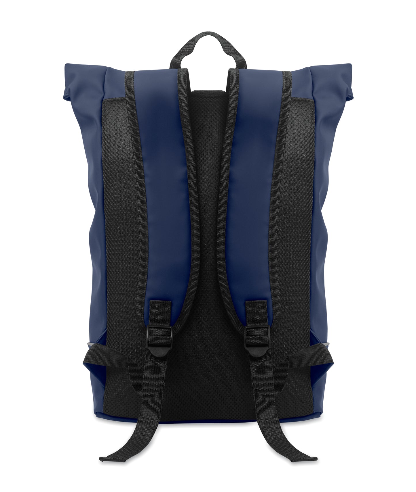 15'' Rolltop-Laptop-Rucksack aus weichem PU. Gepolsterter Rücken und verstärkter Boden mit reflektierenden