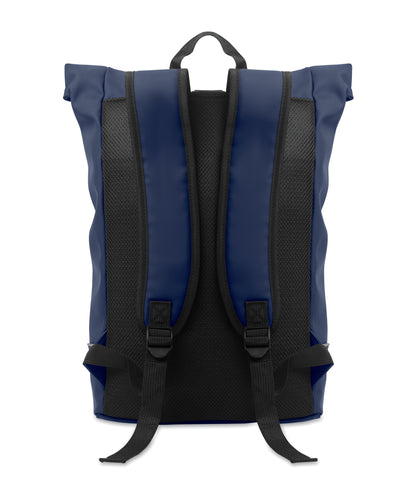 15'' Rolltop-Laptop-Rucksack aus weichem PU. Gepolsterter Rücken und verstärkter Boden mit reflektierenden