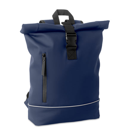 15'' Rolltop-Laptop-Rucksack aus weichem PU. Gepolsterter Rücken und verstärkter Boden mit reflektierenden