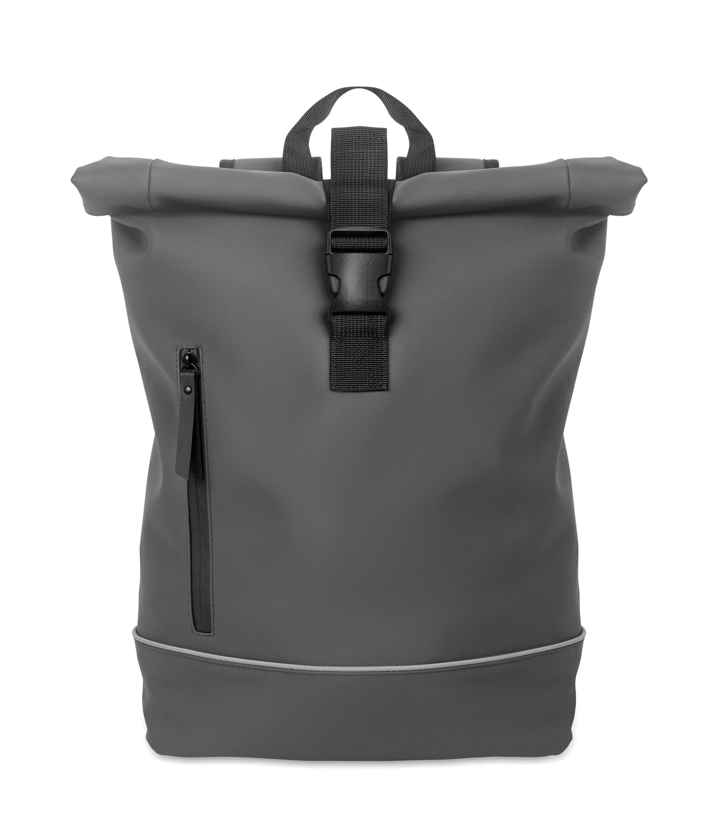 15'' Rolltop-Laptop-Rucksack aus weichem PU. Gepolsterter Rücken und verstärkter Boden mit reflektierenden