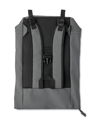 15'' Rolltop-Laptop-Rucksack aus weichem PU. Gepolsterter Rücken und verstärkter Boden mit reflektierenden