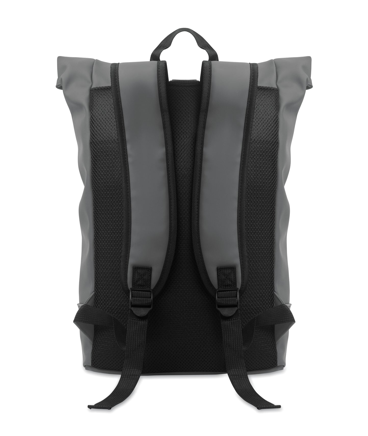 15'' Rolltop-Laptop-Rucksack aus weichem PU. Gepolsterter Rücken und verstärkter Boden mit reflektierenden