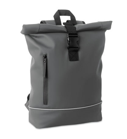 15'' Rolltop-Laptop-Rucksack aus weichem PU. Gepolsterter Rücken und verstärkter Boden mit reflektierenden