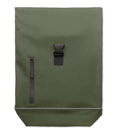 15'' Rolltop-Laptop-Rucksack aus weichem PU. Gepolsterter Rücken und verstärkter Boden mit reflektierenden
