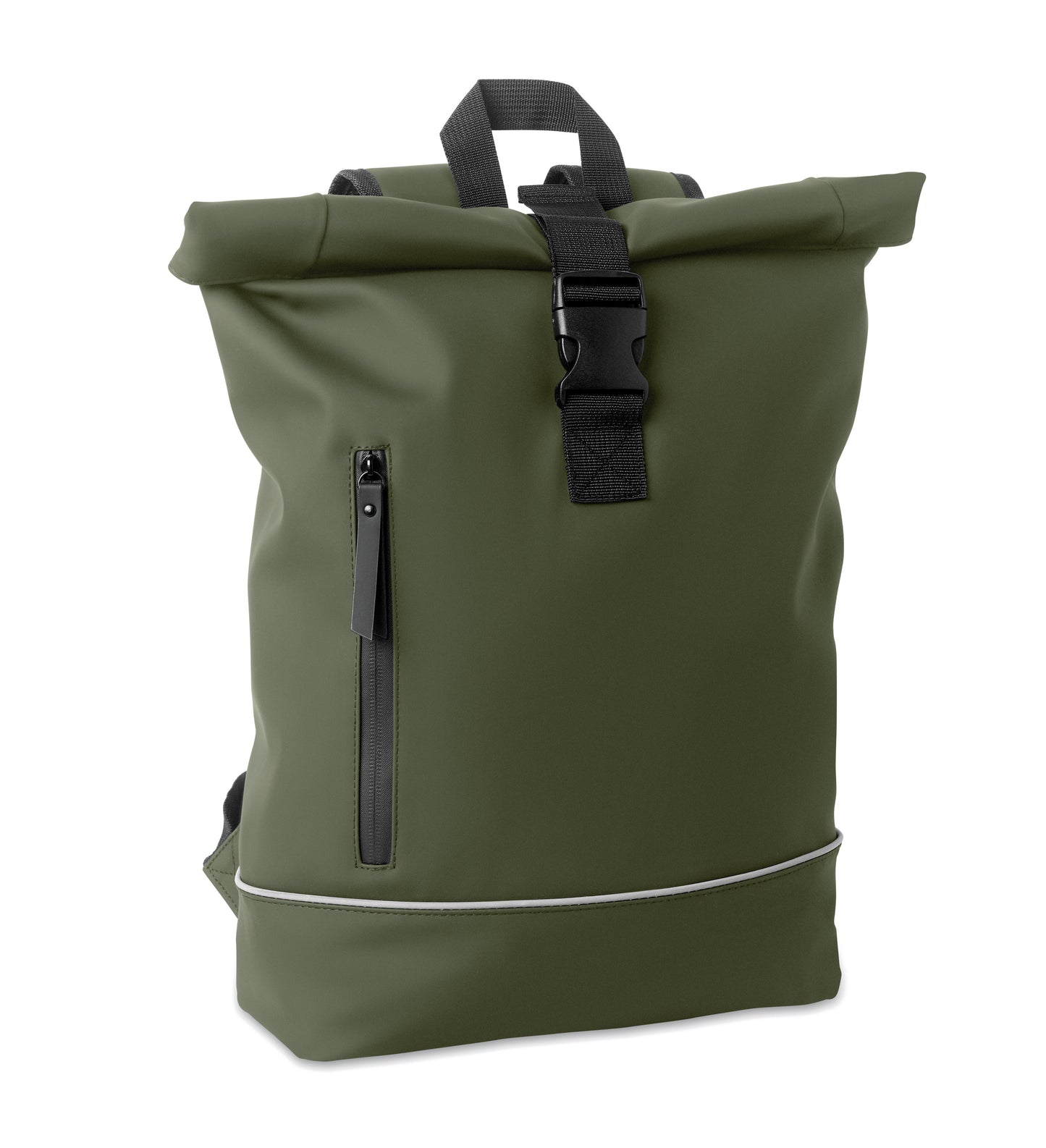 15'' Rolltop-Laptop-Rucksack aus weichem PU. Gepolsterter Rücken und verstärkter Boden mit reflektierenden