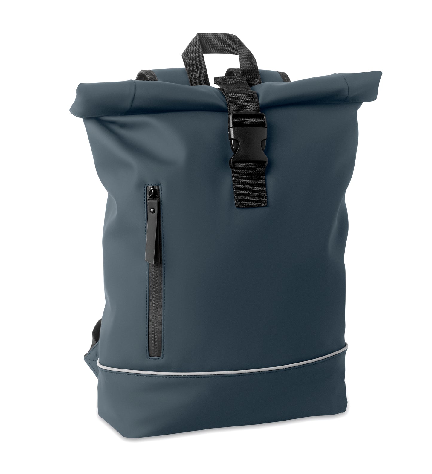 15'' Rolltop-Laptop-Rucksack aus weichem PU. Gepolsterter Rücken und verstärkter Boden mit reflektierenden