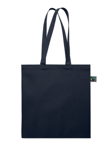 Einkaufstasche aus Fairtrade-Baumwolle mit langen Tragegriffen und Bodenfalz. 180 g/m².