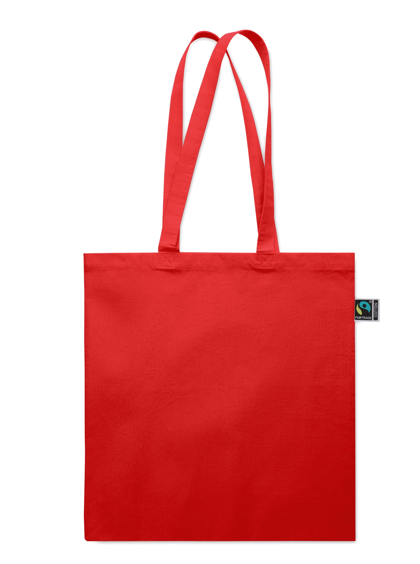 Einkaufstasche aus Fairtrade-Baumwolle mit langen Tragegriffen und Bodenfalz. 180 g/m².