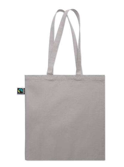 Einkaufstasche aus Fairtrade-Baumwolle mit langen Tragegriffen und Bodenfalz. 180 g/m².
