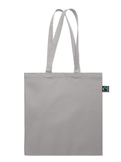 Einkaufstasche aus Fairtrade-Baumwolle mit langen Tragegriffen und Bodenfalz. 180 g/m².