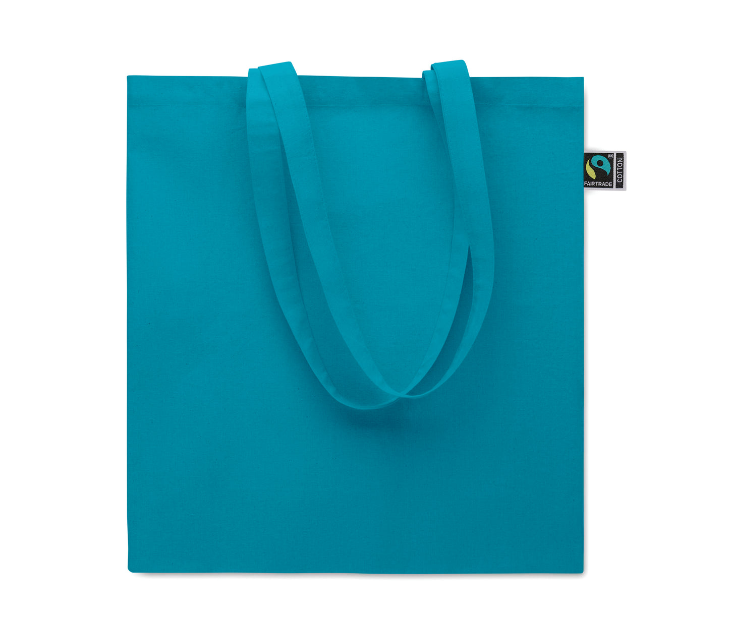 Einkaufstasche aus Fairtrade-Baumwolle mit langen Tragegriffen und Bodenfalz. 180 g/m².