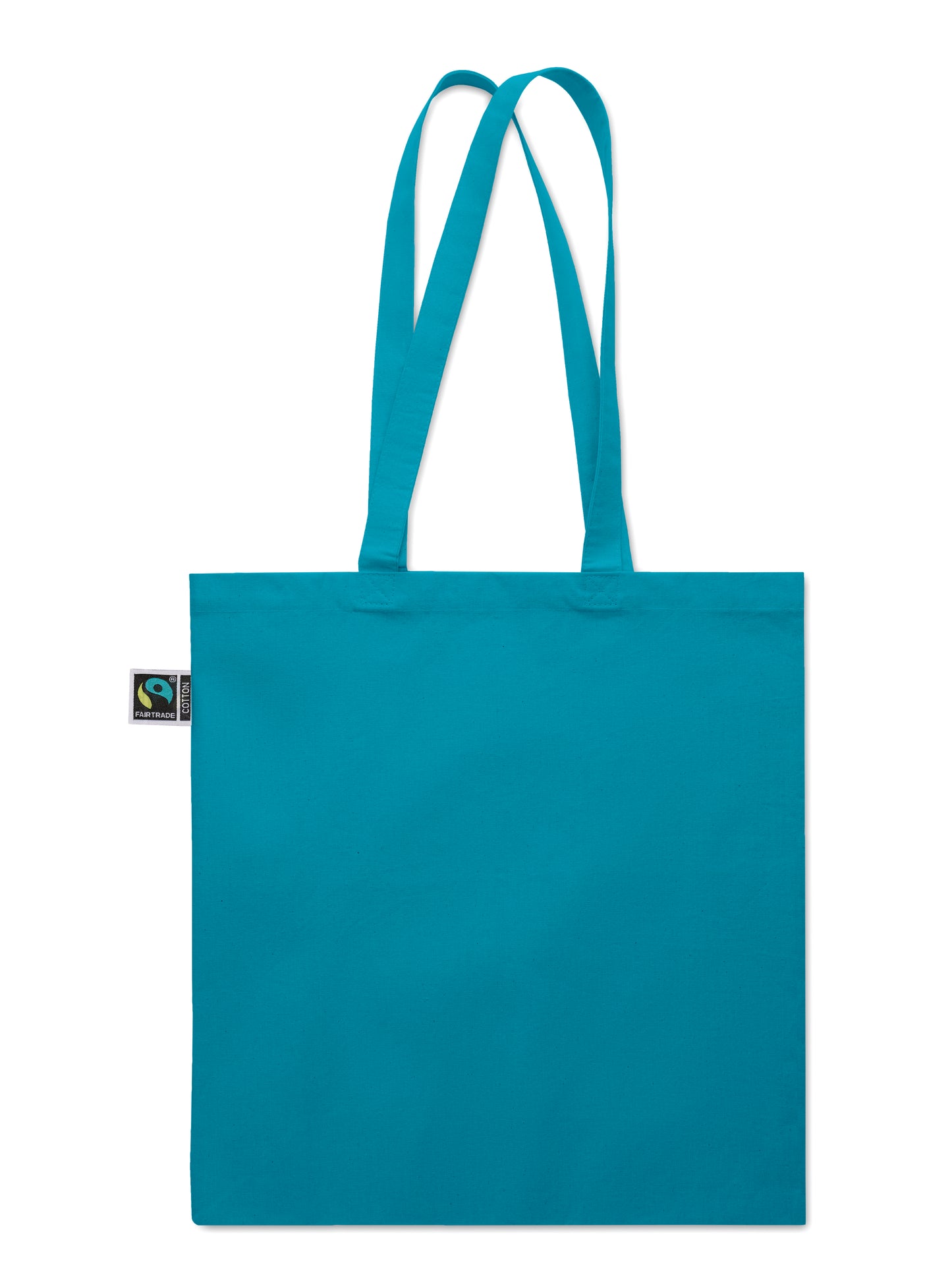 Einkaufstasche aus Fairtrade-Baumwolle mit langen Tragegriffen und Bodenfalz. 180 g/m².
