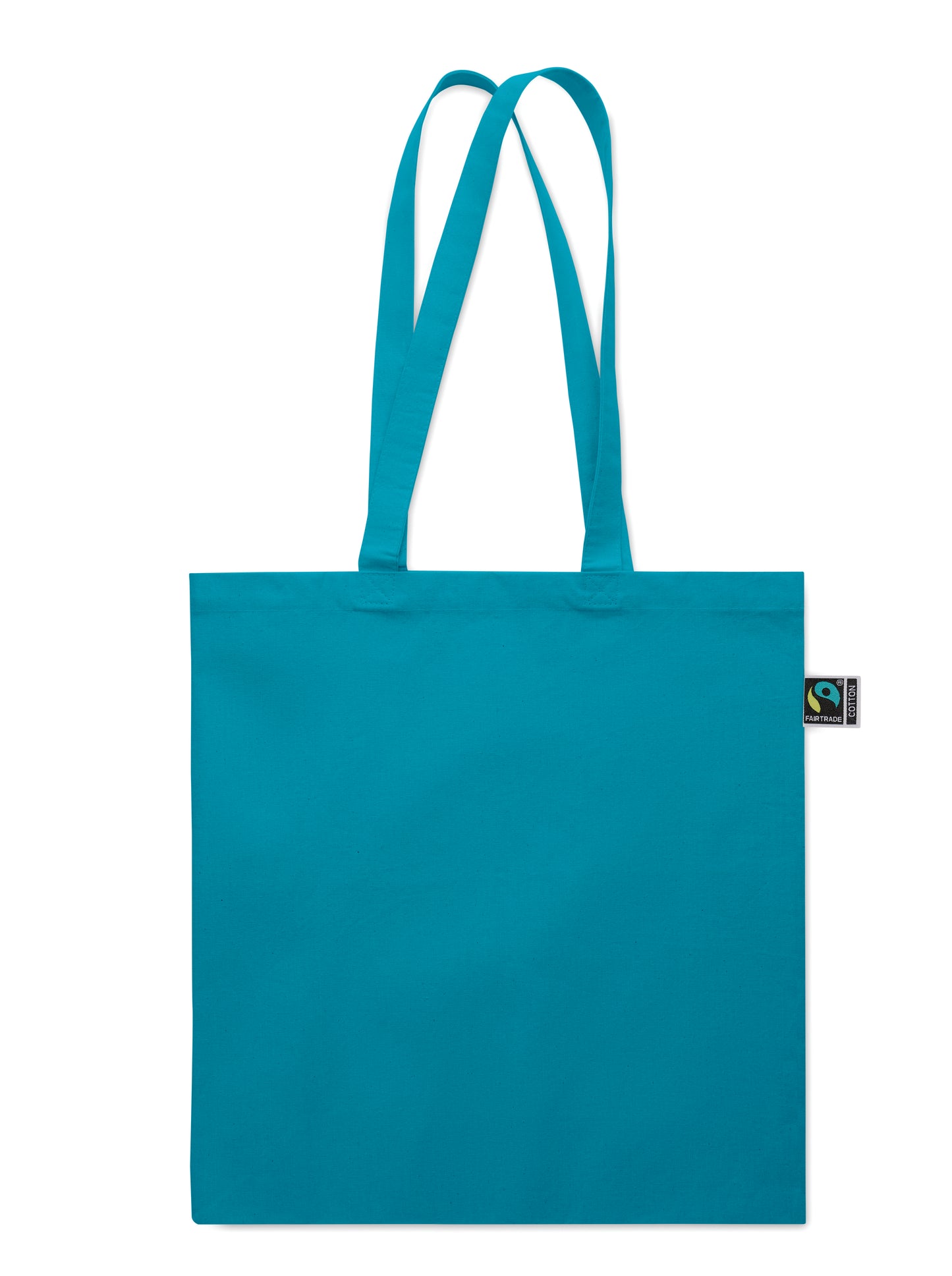 Einkaufstasche aus Fairtrade-Baumwolle mit langen Tragegriffen und Bodenfalz. 180 g/m².