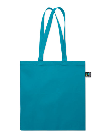Einkaufstasche aus Fairtrade-Baumwolle mit langen Tragegriffen und Bodenfalz. 180 g/m².