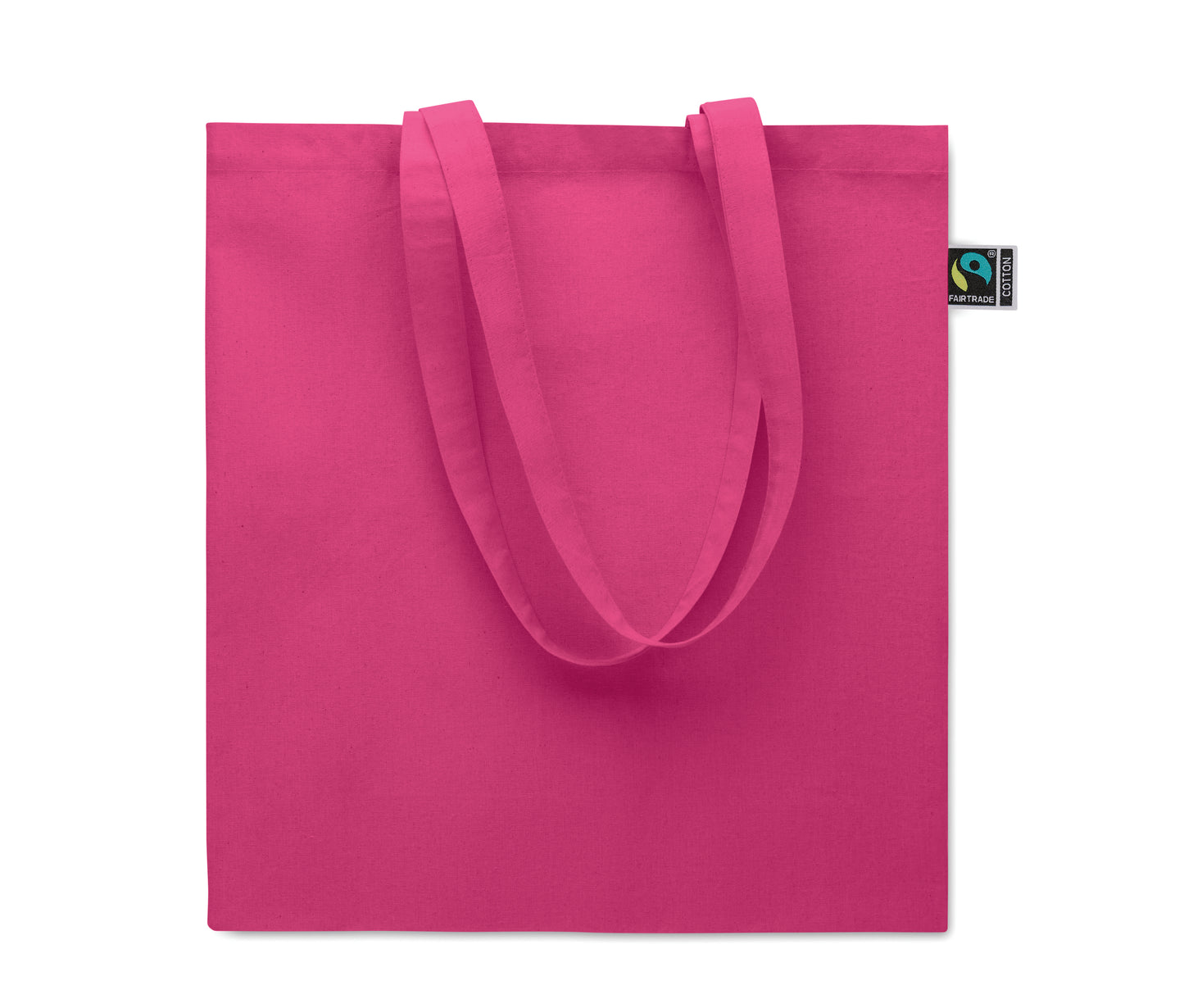 Einkaufstasche aus Fairtrade-Baumwolle mit langen Tragegriffen und Bodenfalz. 180 g/m².
