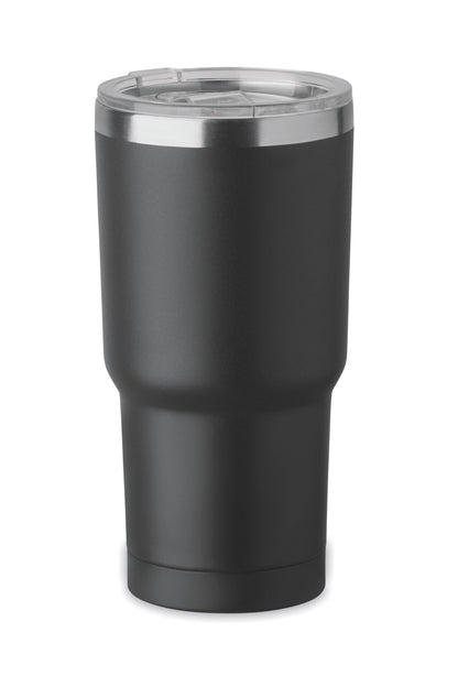 Doppelwandiger Trinkbecher aus recyceltem Edelstahl (90% recycelter Edelstahl und 10% Edelstahl). Deckel