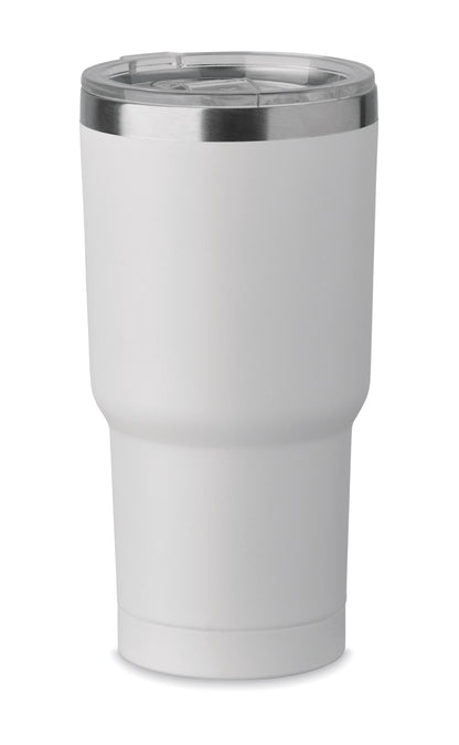 Doppelwandiger Trinkbecher aus recyceltem Edelstahl (90% recycelter Edelstahl und 10% Edelstahl). Deckel