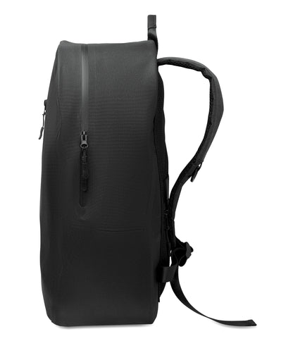 16'' Laptop-Rucksack aus 300D RPET Polyester mit 210D Polyester-Futter. Wasserabweisendes Gewebe. Versteckte