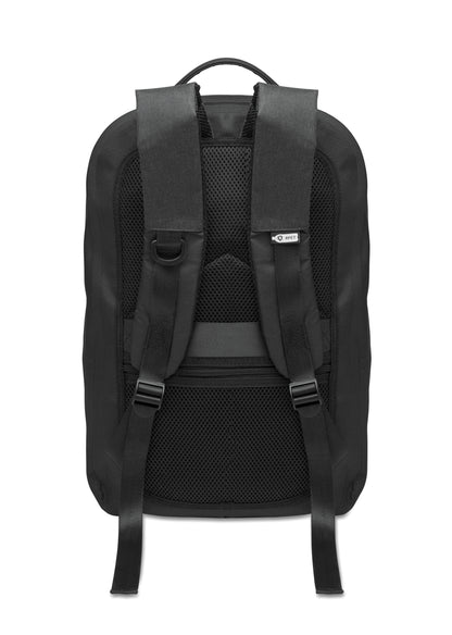 16'' Laptop-Rucksack aus 300D RPET Polyester mit 210D Polyester-Futter. Wasserabweisendes Gewebe. Versteckte