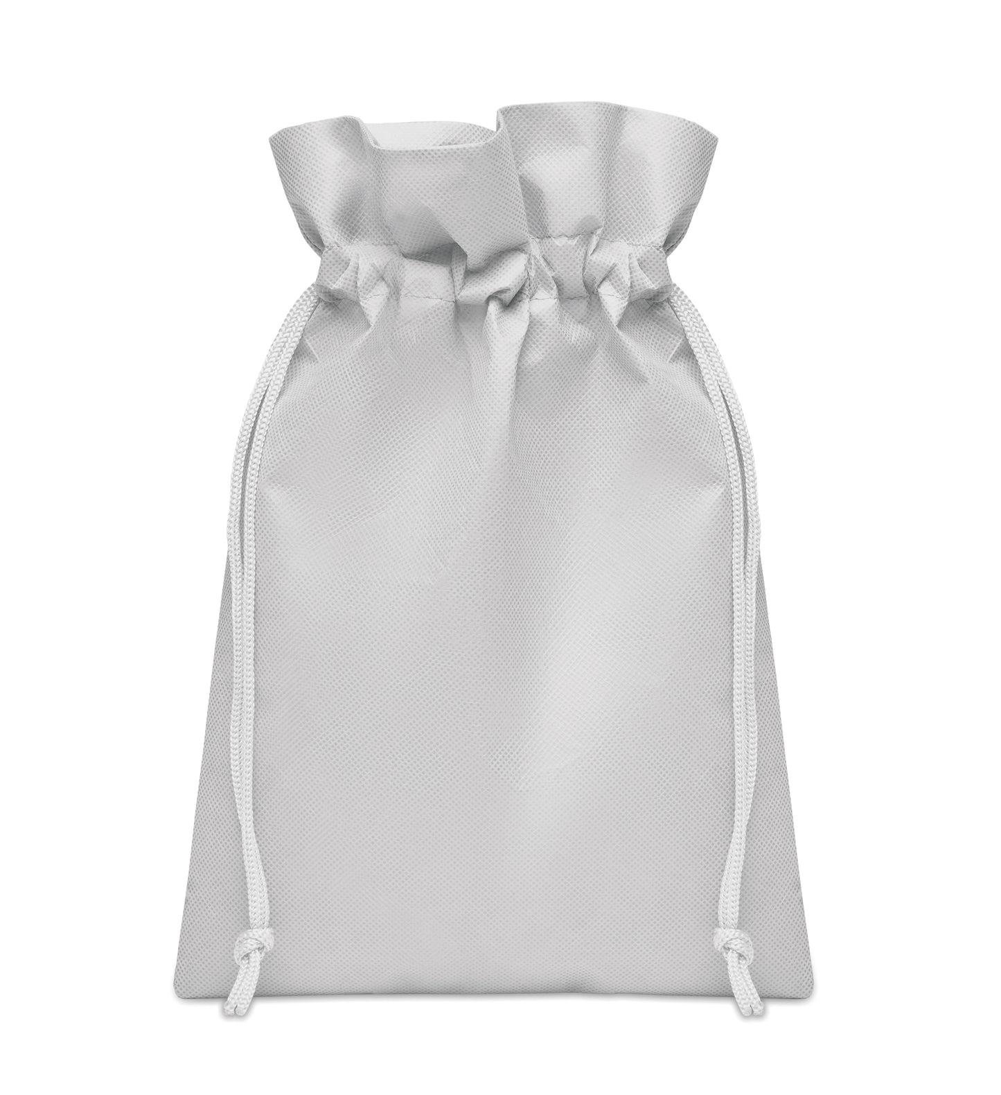Kleiner Geschenk- oder Goodie-Beutel mit Kordelzug. RPET-Non Woven 80 g/m². Maße ca.