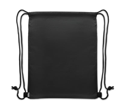 Beutel mit Kordelzug aus PU-beschichtetem 600D RPET-Polyester und 190T RPET-Polyesterfutter. Fronttasche mit