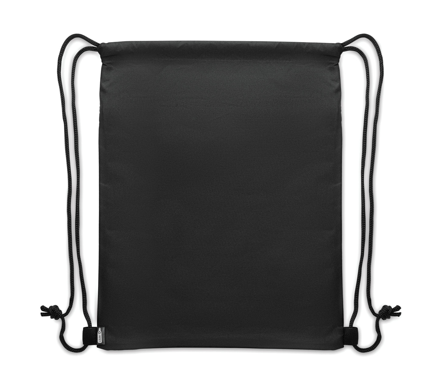 Beutel mit Kordelzug aus PU-beschichtetem 600D RPET-Polyester und 190T RPET-Polyesterfutter. Fronttasche mit
