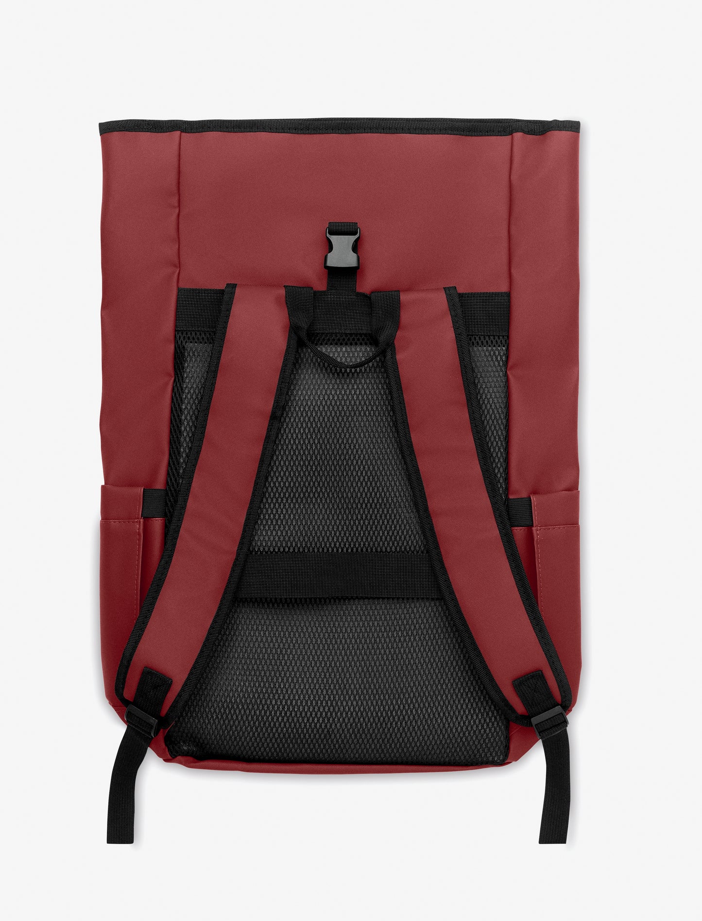 Rolltop-Rucksack aus PU-beschichtetem 600D RPET-Polyester und RPET-Polyesterfutter. 15'' Laptop-Fach. Gepolsterter Netzrücken mit