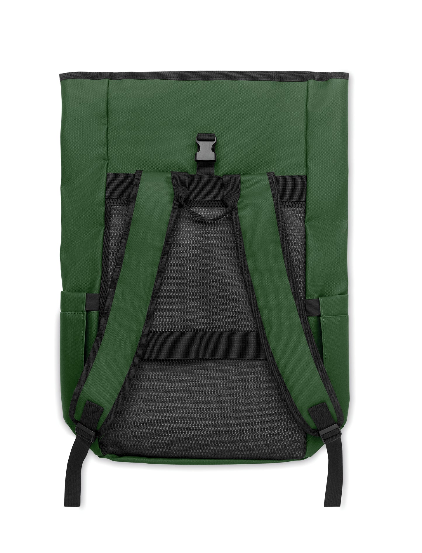 Rolltop-Rucksack aus PU-beschichtetem 600D RPET-Polyester und RPET-Polyesterfutter. 15'' Laptop-Fach. Gepolsterter Netzrücken mit