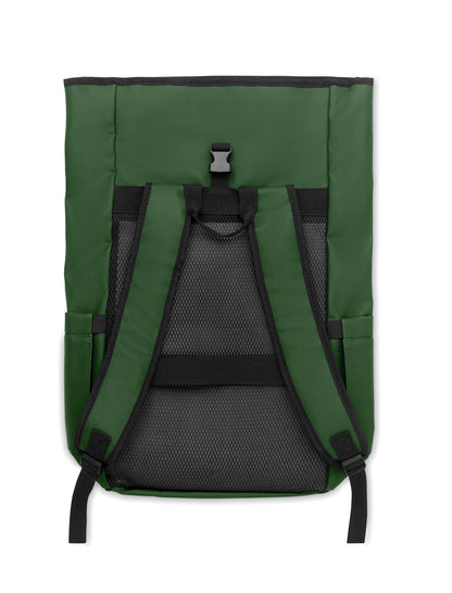 Rolltop-Rucksack aus PU-beschichtetem 600D RPET-Polyester und RPET-Polyesterfutter. 15'' Laptop-Fach. Gepolsterter Netzrücken mit