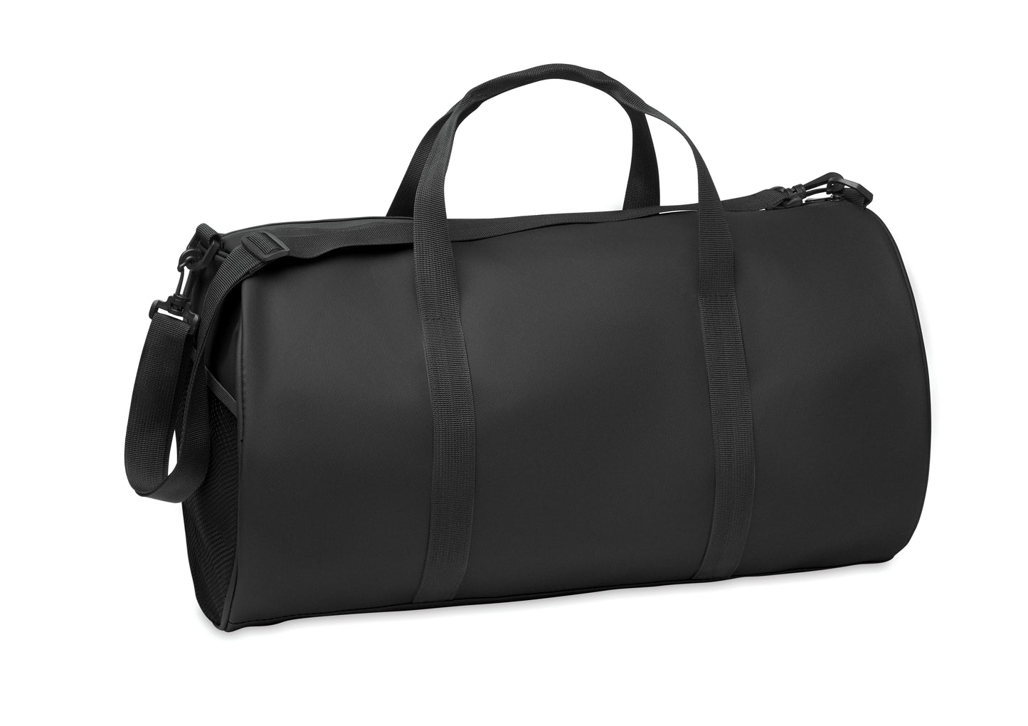 Sport- oder Reisetasche aus 600D RPET Polyester mit PU-Beschichtung. Fronttasche mit Reißverschluss.