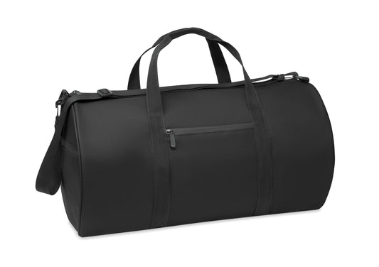 Sport- oder Reisetasche aus 600D RPET Polyester mit PU-Beschichtung. Fronttasche mit Reißverschluss.