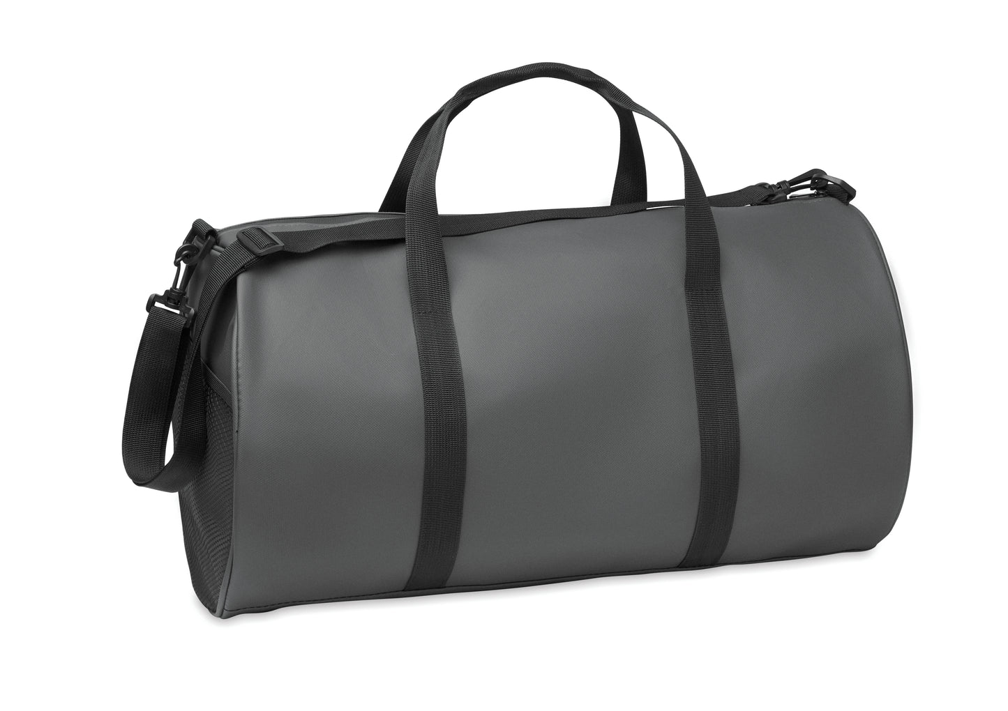 Sport- oder Reisetasche aus 600D RPET Polyester mit PU-Beschichtung. Fronttasche mit Reißverschluss.