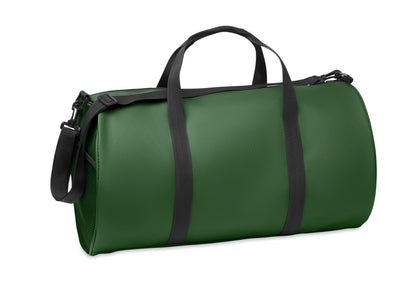 Sport- oder Reisetasche aus 600D RPET Polyester mit PU-Beschichtung. Fronttasche mit Reißverschluss.